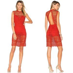 Lovers + Friends Dress Red Blush Cutout Lace Open Back Sleeveless